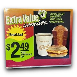 1991 McDonald's Breakfast / Quarter Pounder 2 Sided Vintage Translite Sign Rare